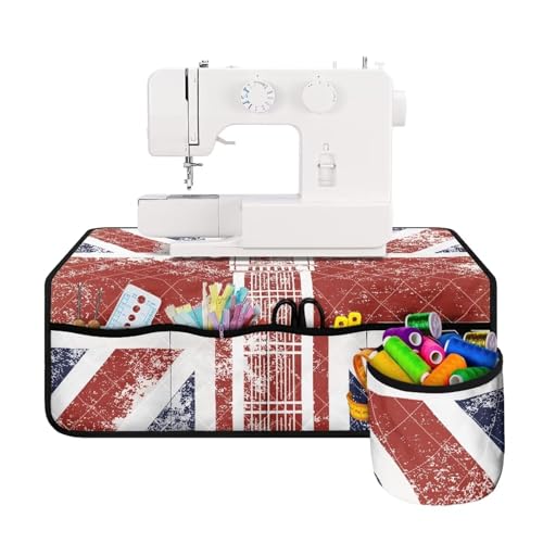 COEQINE England Big Ben Print Sewing Machine Mat Dust Cover for Travel UK Flag Printed Home Decoration Sewing Machine Accessories Organzier Portabe Case with Pocket - Image 2
