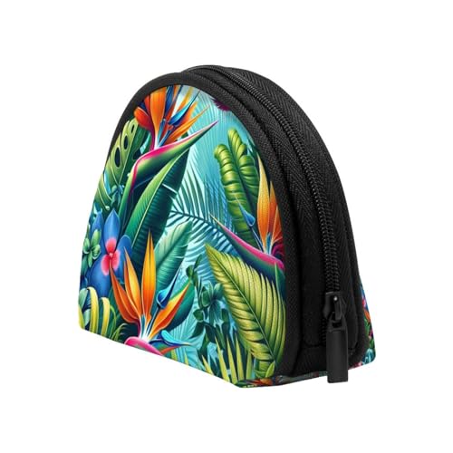 Portable Coin Purse Island-Style-Floral Mini Zippered Money Pouch Card Holder4