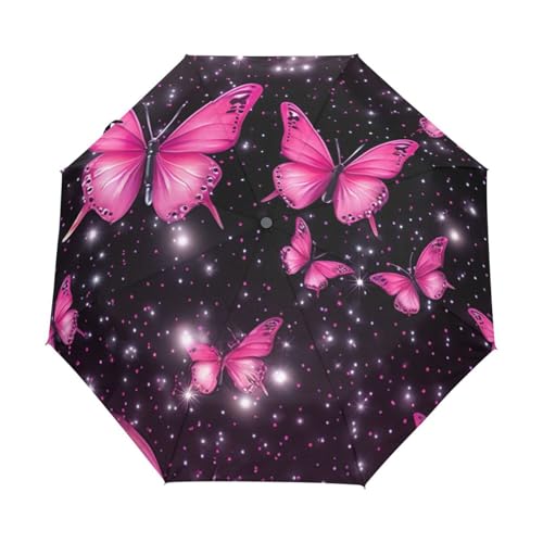 Parapluie papillon femme automatique GAIREG pliant léger résistant couleur rose noir
