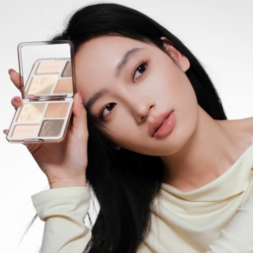 Image of JUDYDOLL Highlight & Contour Palette, All-in-One Matte Highlighter Contour Compact,Natural Brightening Finish for Cool Fair & Olive Skin (05 Feather Glow Palette)