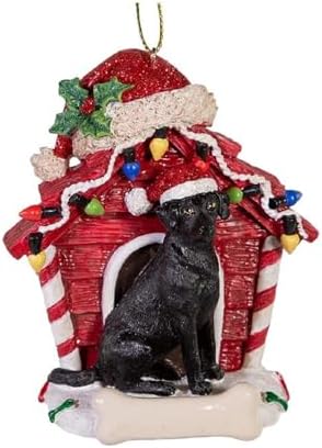 Kurt S. Adler Black Labrador Retriever Red Dog House 4 inch Resin Christmas Ornament image 2