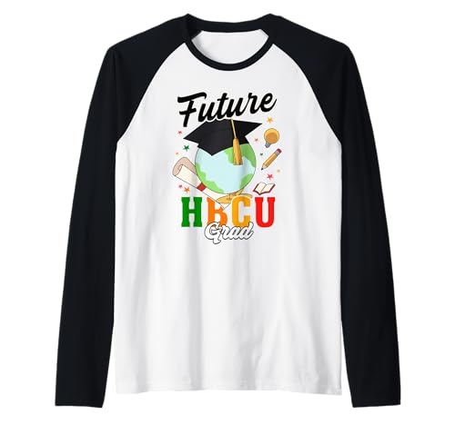 Future HBCU Grad Graduation Cap Globe Raglan Baseball Tee