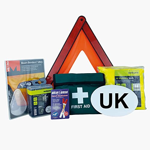 Sakura EU Travel and First Aid Kit - Warning Triangle, Beam Conve...