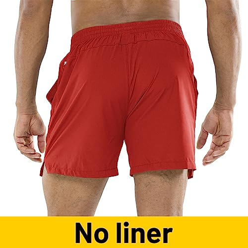 Mier Men's Workout Running Shorts Quick Dry Active 5 Inches Shorts With Pockets, Lightweight And Breathable, Red, M #TOP18