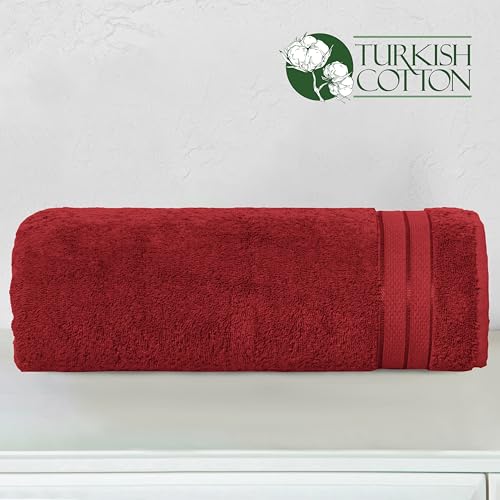 Image of Elegant Comfort Three Line Popcorn Towel Set for Bathroom 35 x 70 inches, Premium Hotel Quality 1-Pack Jumbo Towels, 100% Turkish Cotton, Soft and Durable, Quick Dry and Highly Absorbent, Burgundy