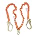 4.5 Foot - 6 Foot Malta Dynamics Fall Protection Double Leg Stretch Internal Shock Absorbing Lanyard With One Steel Snap Hook and Two Rebar Hooks, OSHA/ANSI Compliant