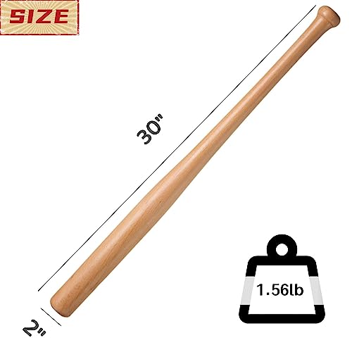 Acculess Wooden Baseball Bat 28 Inch 30 Inch 32 Inch 34 Inch Lightweight Full Size Youth Adult Long thumb #1