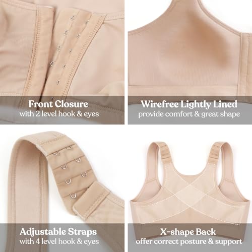 Hsia Front Closure Posture Bra - Women'S Wireless Full Coverage Bra Plus Size Lightly Lined Bra For Heavy Breast thumb #4
