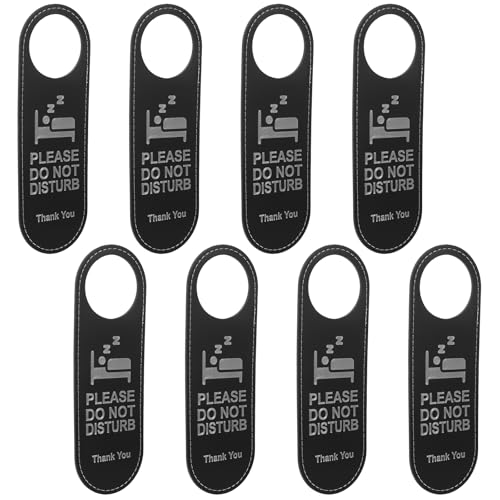 SHINEOFI Lot de 8 Panneaux de Porte « Ne Pas Déranger » en Pu Noir Double Face, Facile à Lire, pour Hôtel et Chambres Privées Design Moderne et Élégant
