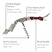 Barvivo Wine Bottle Opener with Double Hinged Corkscrew - 4.5-Inch Manual Wine Key with Foil Cutter and Cap Remover - Stainless Steel Bar Key Tool for Bartenders and Servers - Natural Rosewood Handle