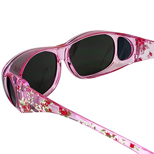 Global Vision Eyewear Fanfare-2 Sunglasses 2 Pair for Women Pink & Purple Floral Frames w/Smoke Lenses, Fit Over Glasses4
