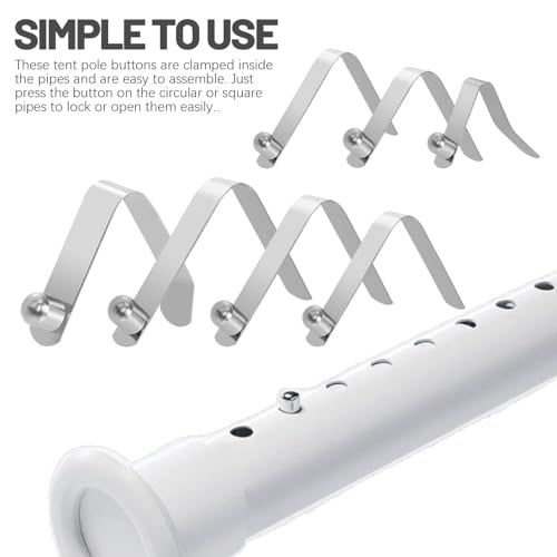 Mardatt 21 Stück 7 Größen Druckknopf Feder Clips Kit, Edelstahl Druckknopf Clips, V-förmige Zelt Pole Clips, Feder Snap Clips Verriegelung Rohr für Camping Kajak Paddle Zelt Pole