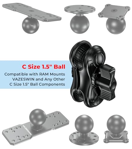 Image of VAZESWIN 1.5 inch Ball Aluminum Alloy Double Socket Arm, 3.5 inch Length Short Arm (Pack of 2)