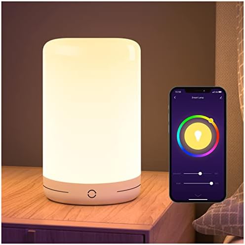 LB3 Smart Lamp, LED Bedside Touch Lamps Compatible with Alexa and Google Home, App Go_sund Control, RGB Color Changing Dimmable & Warm White Night Light for Bedroom, USB Powered