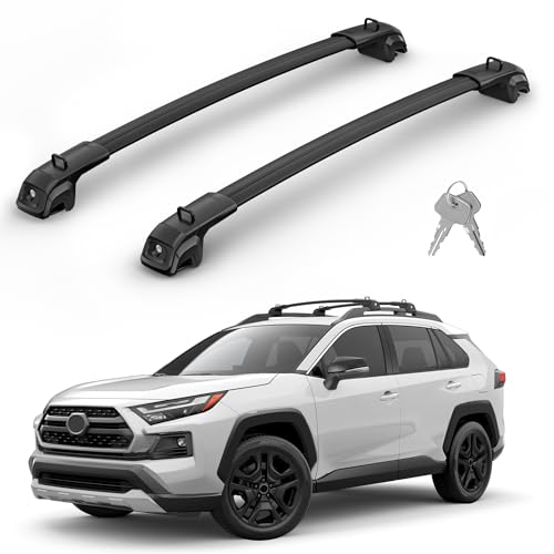 Image of 330Lbs Roof Rack Cross Bars Compatible with Toyota RAV4 Adventure /TRD Off-Road 2019-2025, Heavy Duty Aluminum Roof Rails Top-Mount Crossbars Rooftop Luggage Racks Cargo Carrier