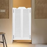 Louvered Interior Swinging Doors Solid Wood Saloon Door with Hinges, 24