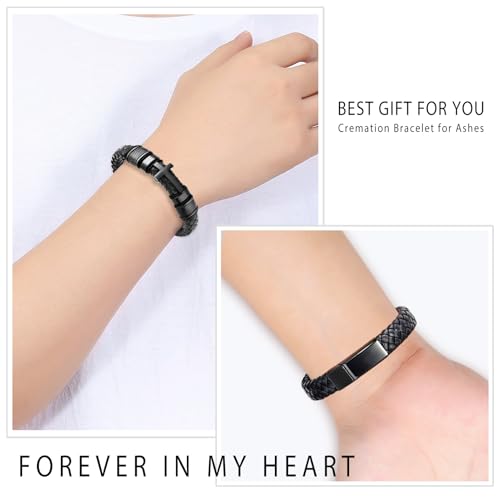Minicremation Cross Cremation Jewelry Urn Bracelet for Ashes Genuine Leather for Women Men Keepsake Memorial Cuff Bangle Braided Wristband Bracelet for Men4