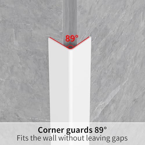 Image of 2-Pack White PVC Corner Guards, Self-Adhesive Wall Corner Protectors, 0.98 inch x 0.98 inch x 39.37 inch, Peel-and-Stick Edge Guards for Walls, Doors & Tables in Home, Office & Commercial Spaces