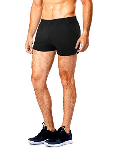 Muscle Alive Herren Sport Draußen Laufen Kurze Hose Trainieren Fitness Baumwolle und Elasthan Running Shorts Schwarz L Cover