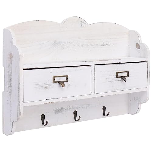 Snsowed Perchero de pared, Ganchos Para Colgar, Gancho Perchero, Perchero Puerta, Ganchos De Pared, de madera blanco 50x10x34 cm