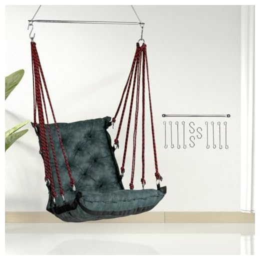 Curio Centre Hammock Swing for Kids and Adults/Hanging Hammock Suitable for Indoor, Outdoor, Balcony/Jumbo Swing for Adult/Single Seater Jhula/Swing for Balcony(Green, 24x23x85 Inches)