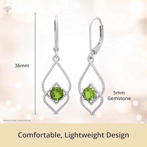 925 Sterling Silver Gemstone Hoop Earrings for Women | 0.9 Inch Round Birthstone Earrings for Women with Click Tops | Hypoallergenic Earring Hoops by MAX + STONE4