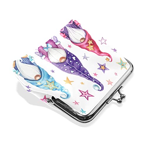 Scandinavian Gnomes Colorful Easter Day Women Leather Mini Buckle Coin Purse, Clasp Kiss Lock Closure Card Key Change Wallet For Women Girls Men Girl #TOP3