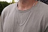  Made by Nami Herren Halskette aus Edelstahl - Massive 60 cm Silber-Kette Glieder-Halskette Glieder-Kette - Handmade Herren-Kette Panzer-Kette - Geschenk für Ihn - Herren-Schmuck Männer (Silber 4mm)