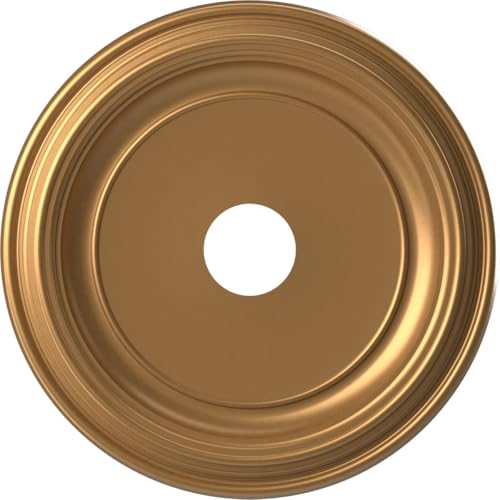 19"OD x 3 1/2"ID x 1 1/2"P Traditional Thermoformed PVC Ceiling Medallion (Fits Canopies up to 11 1/2"), Bright Coat Gold