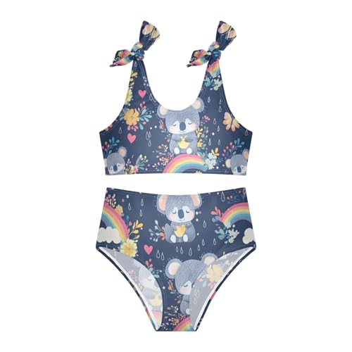 Plaaee Girls' 2 Piece Swimsuits Koala and Rainbow Cute Bikini Set Bathing Suit 4T