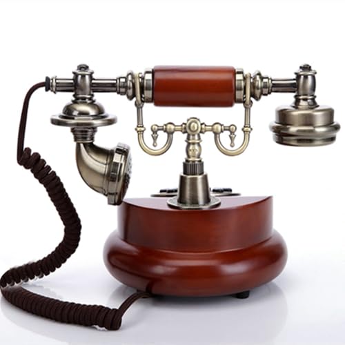 Image of Dratal Imitation Copper Vintage Style Rotary Retro Old Fashioned Rotary Dial Home and Office Telephone Functional Antique Style Telephone-Bronze (DR-04)