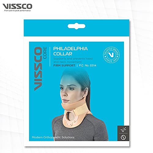 Image of Vissco Cervical Collar (Philadelphia)- Rigid Neck Brace for Cervical Spine Immobilization and Pain Relief, Firm Neck Support for Fractures and Post-Surgery, for Men and Women- Medium (Beige)