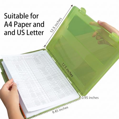 Image of 6 Packs A4 Paper Storage Boxes, 8.5 x 11 Plastic Portable Project Case for US letter Size and A4 paper, Plastic Multi-Purpose Thick Scrapbook Storage Box for Office (12.6 inchL x 9.5 inchW x 0.94 inchH)