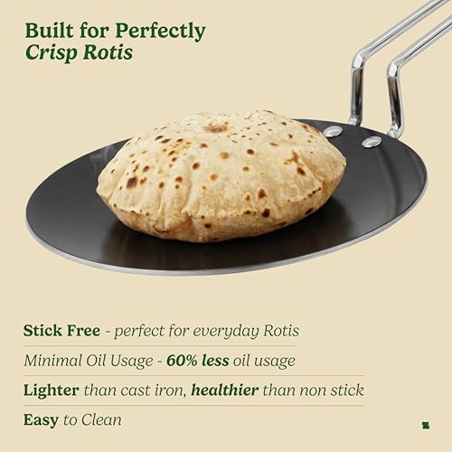 Image of Zira Triply Ceramic Roti Tawa for Cooking 25.5cm | Triply Tawa for Roti | Stick Free Ceramic Surface | Chemical Free Cookware | Induction & Gas Compatible | Even Heat| Dishwasher Safe | ISI Certified