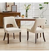UVV Wooden Dining Chairs Set of 2, Mid Century Modern Fabric Upholstered Dining Room Chair Kitche...