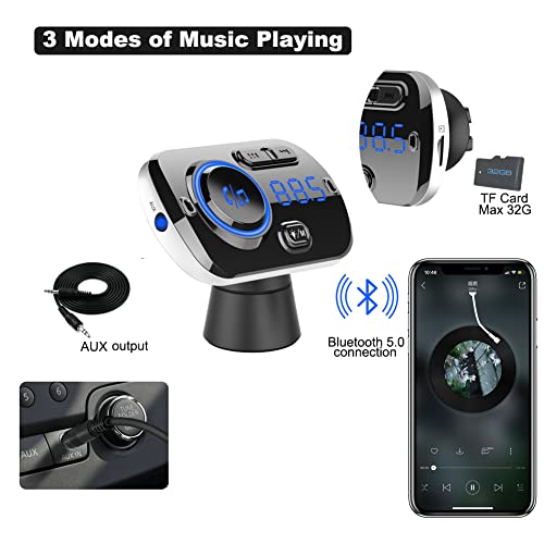 image for Bluetooth Car FM Transmitter,HIDOU Bluetooth 5.0 Car Radio Adapter Rec