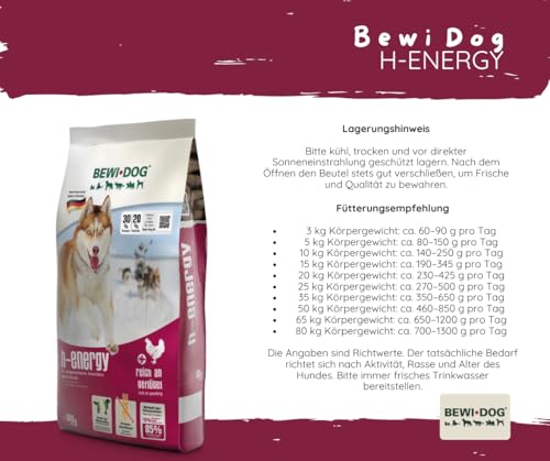 Bewi Dog H-Energy 3x0,8kg - Hundefutter - Hochleistungs-Trockenfutter für aktive Hunde - Mit Geflügel, Fisch & Lachsöl – Für Sport- & Arbeitshunde – Proteinreiches Futter – Made in Germany - Bundle