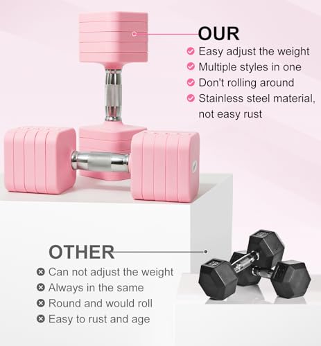 Image of 15LB 20LB 30LB 40LB 50LB Adjustable Dumbbell Set Free Weights Dumbbells Set for Women Men Hand Weights Sets Adjust Dumbbell Weight Sets for Home Gym Exercise Workout Strength Training Equipments