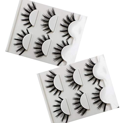 Fiber 3D Mink False Eye lashes Handmade Reusable Long Cross Makeup Natural 3D Fake Thick Black EyeLashes 6 Pairs by LYBAIN (3D-04)