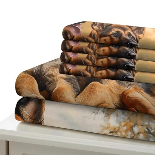 Housse de couette 135x200 berger allemand imprimé 3D microfibre lit single - 7