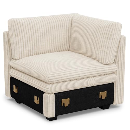 Belffin Corner Module for Large Modular Sectional Sofa, Upholstered Corner Seat Part for Plush Corduroy Sectional Couches for Living Room, Apartment,