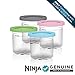 Ninja Creami Pints 4 Pack, Compatible with NC299AMZ & NC300s Series Creami Ice Cream Makers, Genuine Ninja Pint, BPA-Free & Dishwasher Safe, Color Lids, Clear/Grey/Lime/Pink/Aqua, XSKPLD4BCD​