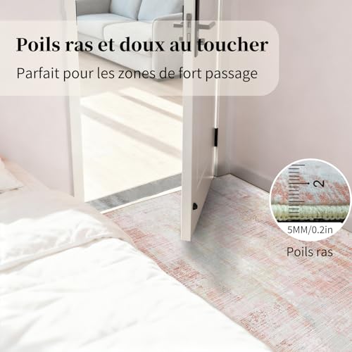 Tapis de salon moderne pour chambre adulte et balcon rose 160x230 WUTONG