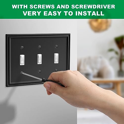 Placas de interruptor basculante negras para tapar marcas de pared 7
