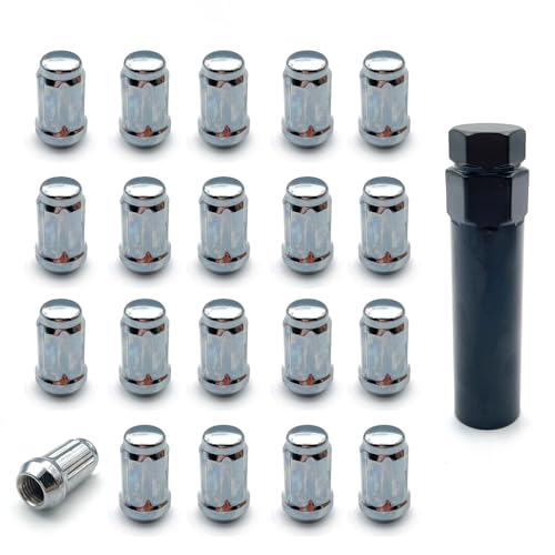 Image of M12x1.5 Chrome Spline Lug Nuts, 20pcs Chrome Closed End Lug Nuts - Compatible with 2006-2019 Ford Fusion, 2000-2019 Ford Focus, 2001-2019 Ford Escape Aftermarket Wheel