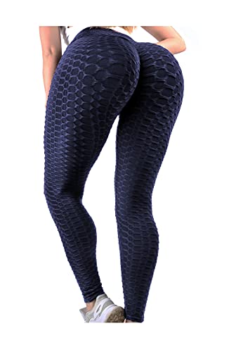 TIK tok Leggings for Women Butt Lift Tummy Control Stretchy High Waist Yoga Pants Booty Leggings Workout Running Tights Navy