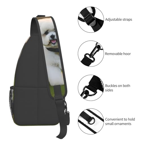 Morrales de hombro con diseño de perro Bichon Frise negro miniatura 5