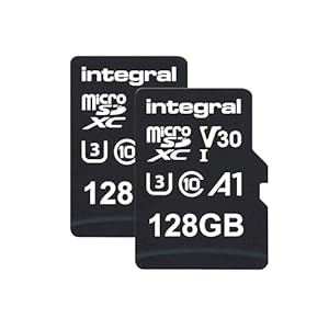 Integral 128GB Doppelpack microSD-Karten, Premium High-Speed, 4K-Video, 100MB/s Lesen, 50MB/s Schreiben, UHS-I, U3, V30, Klasse 10, A1 – für Smartphones, Tablets, Drohnen, Spielkonsolen.