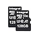 Integral 128GB Doppelpack microSD-Karten, Premium High-Speed, 4K-Video, 100MB/s Lesen, 50MB/s Schreiben, UHS-I, U3, V30, Klasse 10, A1 – für Smartphones, Tablets, Drohnen, Spielkonsolen.