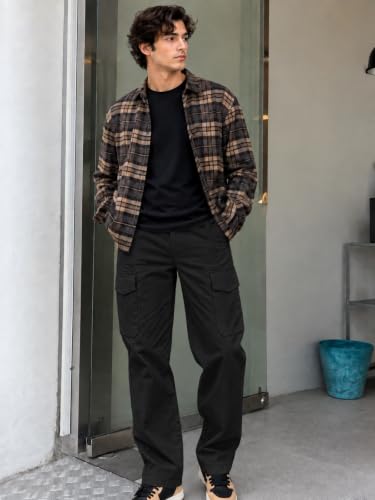 Image of Leriya Fashion Men's Loose Low-Rise Baggy Cargo Pants - Cotton Trousers with Adjustable Drawstring Waist - Casual Streetwear Utility Cargos | Men Relaxed Fit Pants Relaxed Fit Pant